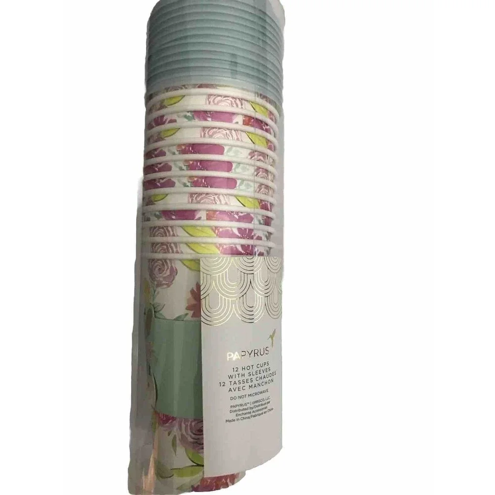 Papyrus Disposable Easter Paper Hot Cups - Pack of 12 with Lids & Sleeves